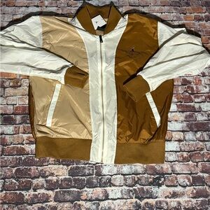 Jordan Colorblock Bomber Jacket in Brown, Tan & Cream